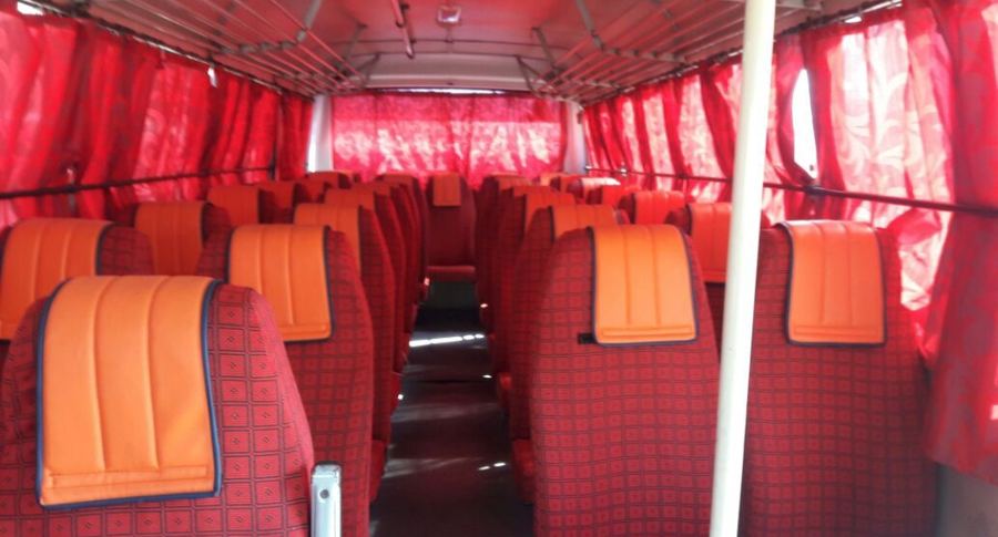 Bus interior with sleeper berths